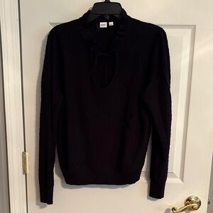 Gap Black Knit Sweater with Ruffle Collar